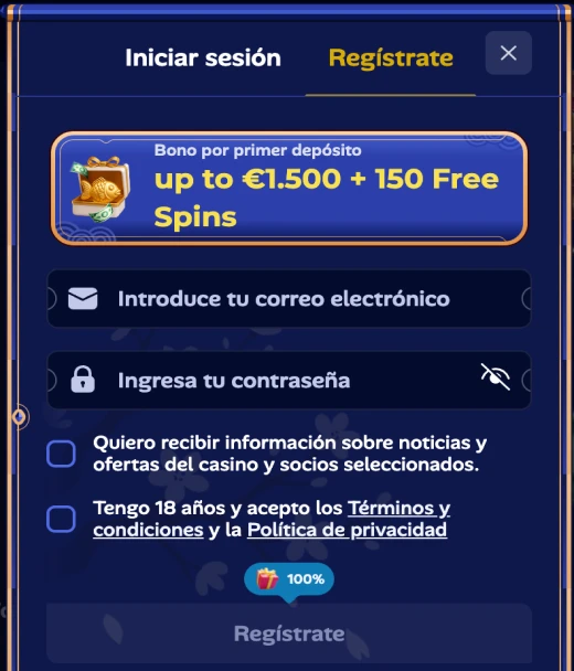 Regístrate y empieza a jugar